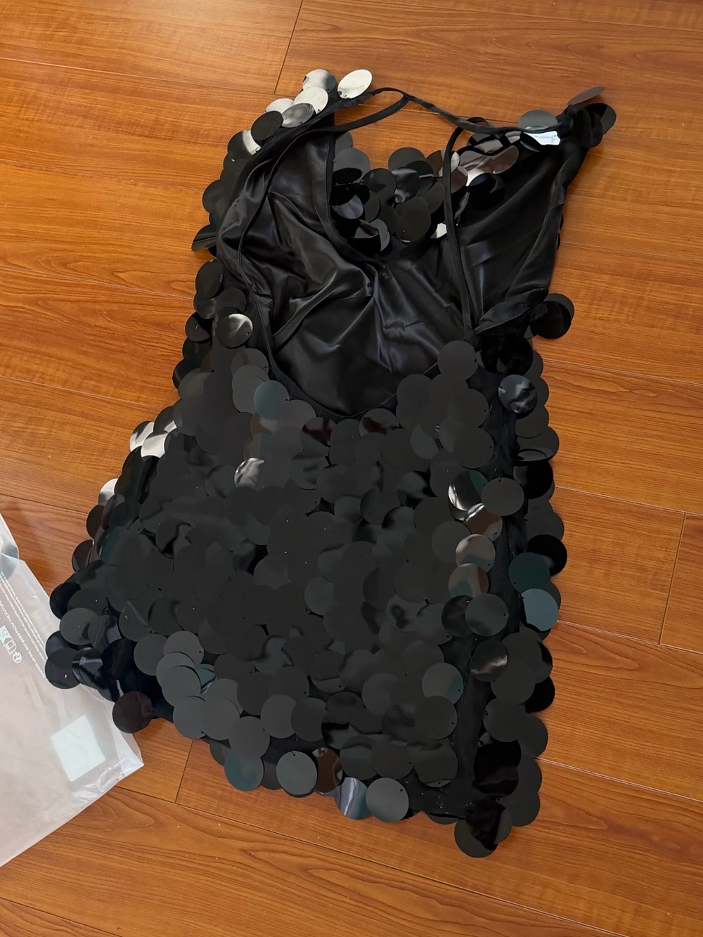 Black Disc Sequin Mini Dress - Picture 3 of 6